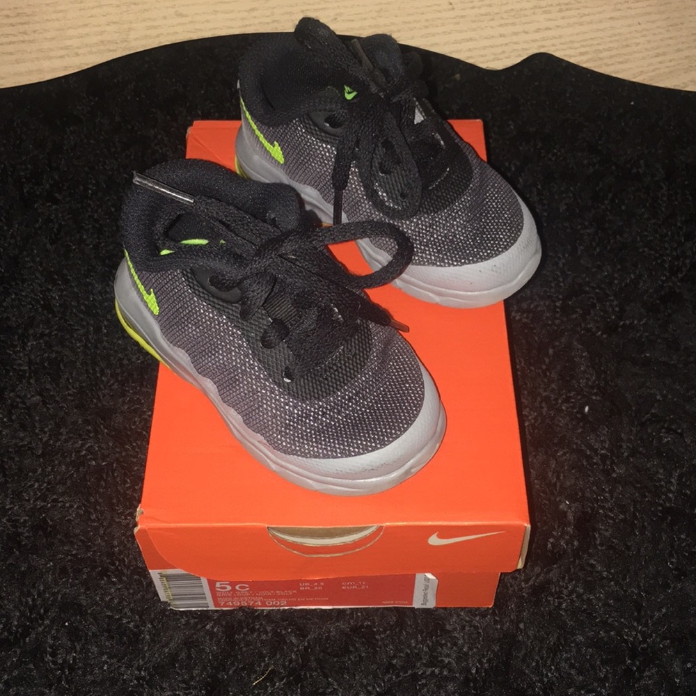 Lime Green, Grey, and Black Nike Air Max Invigor